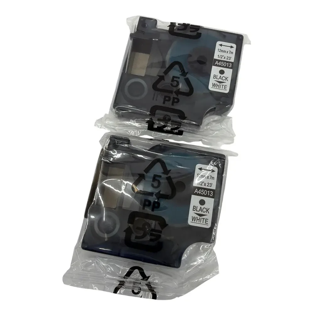 A45013 Compatible DYMO D1 Label Tape Black on White 12mm x 7m Lot